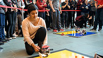 Aleena Kurumunda '19 prepares her team's robot for competition